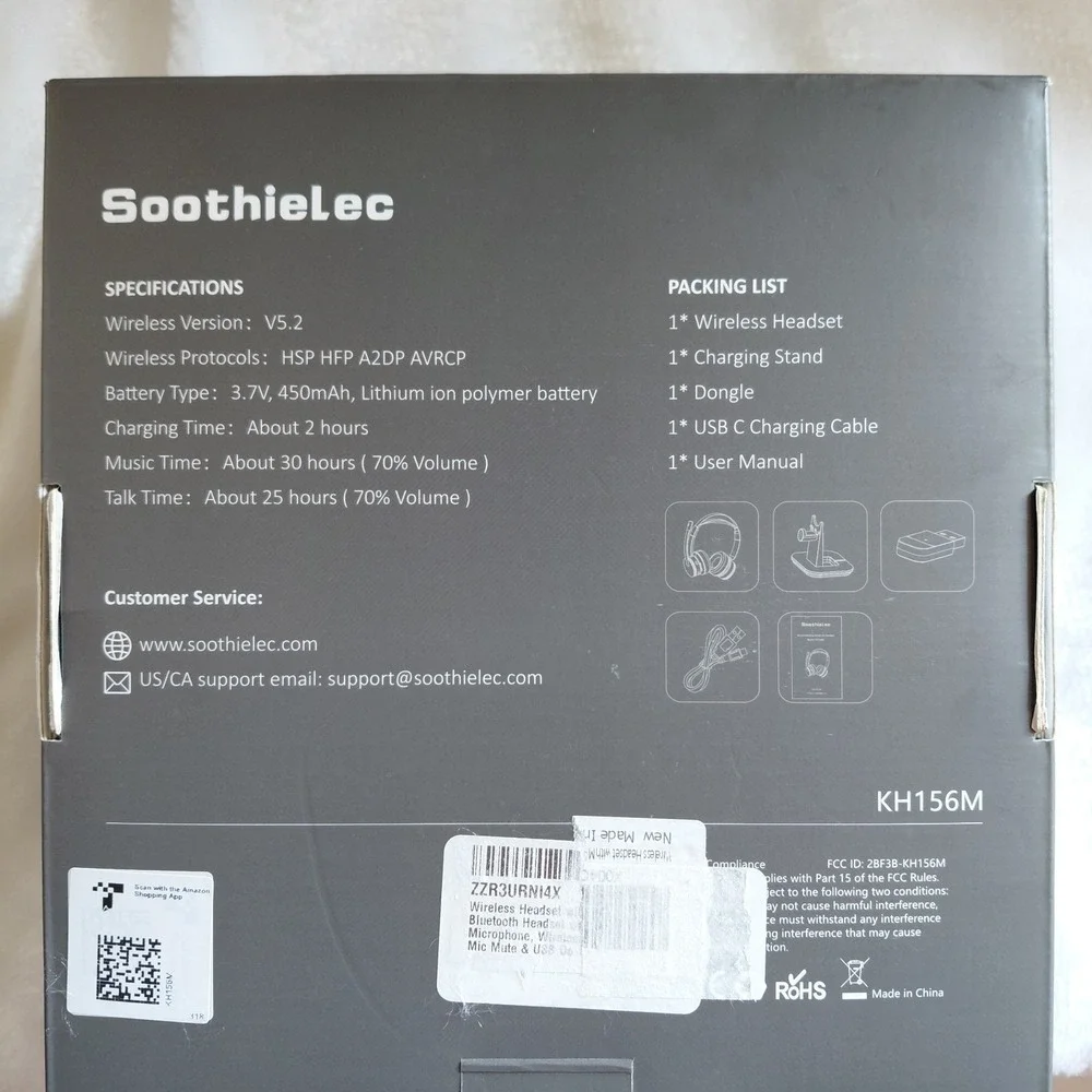 Soothielec Wireless Headset KH156M V5.2 Bluetooth Headset with Noise Canceling